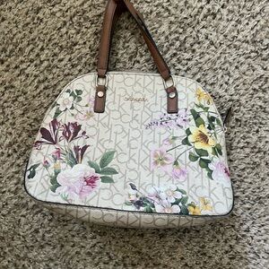Calvin Klein Floral Beige Satchel